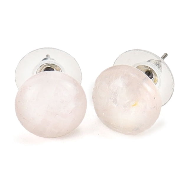 Nvzi Pendientes de piedra natural personalizados, pendientes de cuentas de pan de piedra de cristal natural Pendientes de cuentas de Mantou de cristal de temperamento simple (rosa)