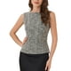 thumbnail image 1 of INSPIRAR CHIC Top de Tweed para Mujeres Sin Mangas Cuello Redondo Estampado de Cuadros Cintura Cremallera Hebilla Espalda Blusa Tops M Beige Negro, 1 of 6