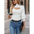 thumbnail image 5 of Elegant Cutout High Neck Puff Sleeve Sweater, 5 of 5