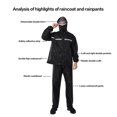 thumbnail image 4 of Naiovety Capa de lluvia impermeable Ropa de lluvia de cobertura de cuerpo completo engrosada de doble capa Paraguas de lluvia negro L, 4 of 6