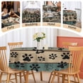 thumbnail image 5 of Round Tablecloth Farmhouse Vintage Waterproof Oil Proof Polyester Table Cloth Cover Decor for Home Dining Outdoor,Patio,Parties, 54" Dia. Pet Dog Paws Wood Texture Brown, 5 of 9