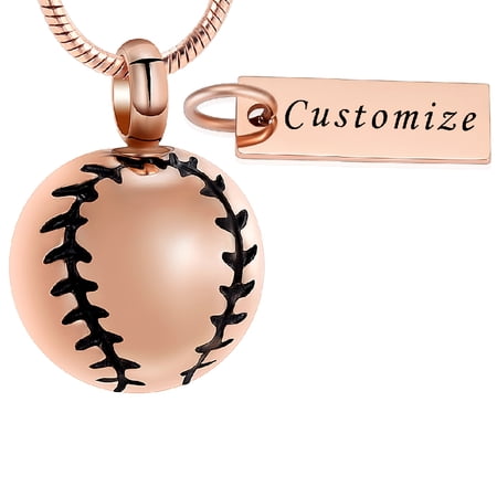 Stainless Steel 20mm Baseball Memorial Urn Jewelry Pendant Hold Cremation keepsake necklace for ashes