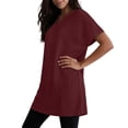 thumbnail image 6 of QASIEATN Women's Casual V Neck Short Sleeve Dress Loose Fit T Shirt Dress with Pockets Shirts for Women, 6 of 9