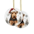 thumbnail image 2 of DistinctInk Hanging Ceramic Christmas Tree Ornament with Gold String - Great Gift/Present - 2 3/4 inch Diameter - Welsh Terrier Design, 2 of 4