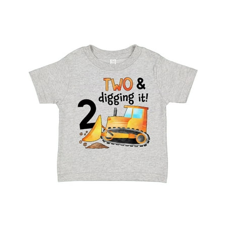 

Inktastic Two and Digging It Bulldozer 2nd Birthday Gift Toddler Boy or Toddler Girl T-Shirt