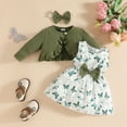 thumbnail image 2 of Staki Newborn Baby Girl Outfits Ruffle Long Sleeve Ribbed Romper Suspender Skirt Overall Dress Fall Clothes Preemie Christmas Outfit Girl(Green,2-3 Years), 2 of 6