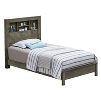 Passion Furniture Burlington Gray Twin Platform Bed with Storage Shelf