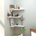 thumbnail image 3 of Floating Corner Shelves with Invisible Brackets Set of 3 Corner Shelves Wall Mounted for Home Bedroom Bathroom Kitchen Living Room Office- 16.6 x 11.5 Pure White, 3 of 7