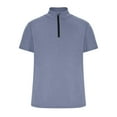 thumbnail image 4 of ZVNAΖH Men's Quarter Zip Stand Up Collar Pullover Summer Casual Short Sleeve T-shirts Comfy Solid Daily Tops Active Tee, 4 of 5