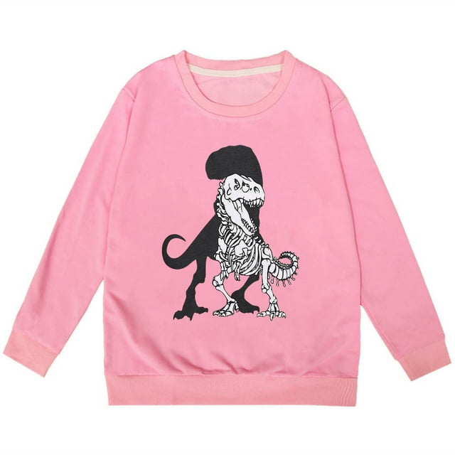 PMVFHDE Liquidation Mode Enfant Chandails à Capuchon & Chandails en Molleton Mode Enfant Personnalité Décontractée Ample Imprimé Col Rond Sans Capuche Manches Longues Chandail en Molleton Rose,150