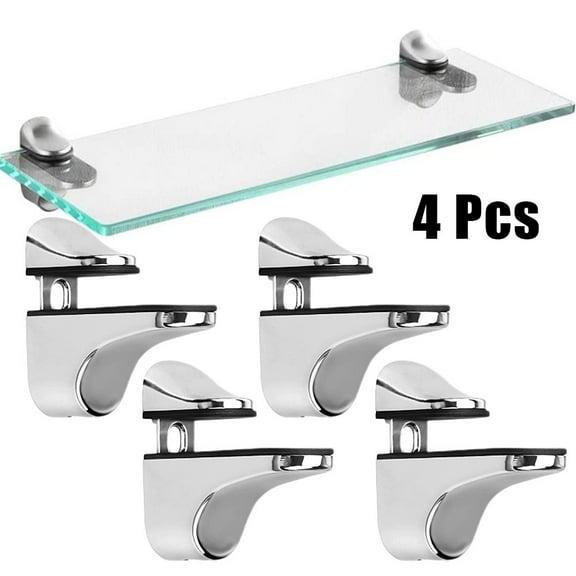 4 Pack Zinc Alloy Adjustable Glass Shelf Clamps Supports Brackets for 3-20mm Thick Glass or Wooden Shelves Bathroom Display Bookcase Holders