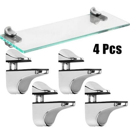 

Mduoduo 4 Pcs Zinc Alloy Adjustable Shelf Clamp Glass Shelf Support Plate Holder Bracket
