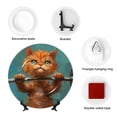 thumbnail image 4 of Wukai Strong Kitten Lifting Weights Print Decorative Plate for Display,Bone China Decorative Plate, Ceramic Dinner Plate with Stand, Vertical Ceramic Plate-7in, 4 of 6