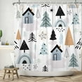thumbnail image 4 of Cartoon Christmas Shower Curtain Nordic Style House Pine Tree Rainbow Pattern Home Decor Waterproof Bathroom Curtains With Hooks, 4 of 5