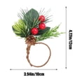 thumbnail image 3 of PEONAVET Anneau de Serviette en Aiguille de Pin 10 Pcs Ensemble de Serviettes de Noël Branches Artificielles avec Baies Rouges pour Décorations de Table de Fête et Dîners, 3 of 6