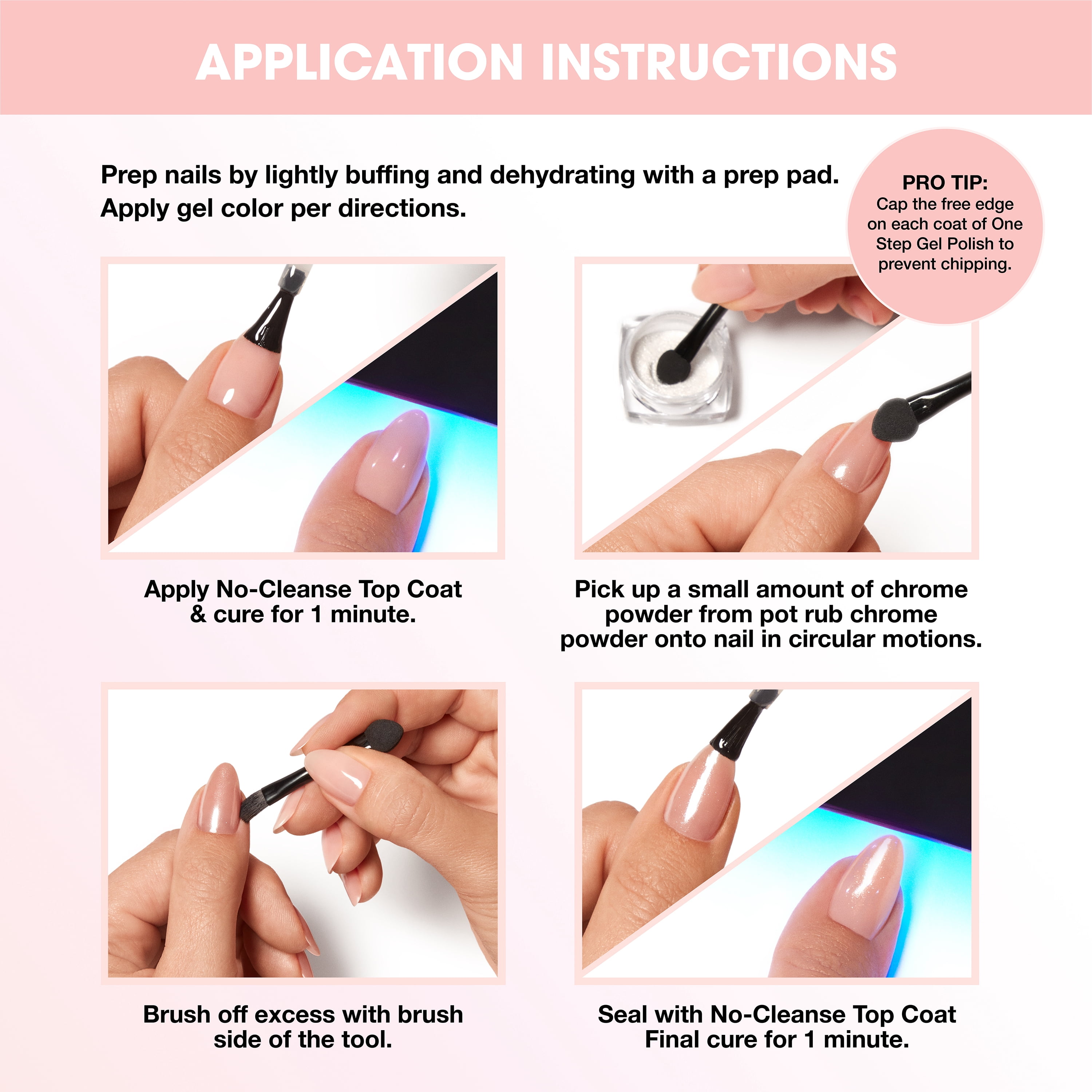 Salon Perfect Glazed Chrome Kit, White Pearl Chrome Powder 5g , No Cleanse Top Coat 0.125 fl oz & Applicator Tool Included