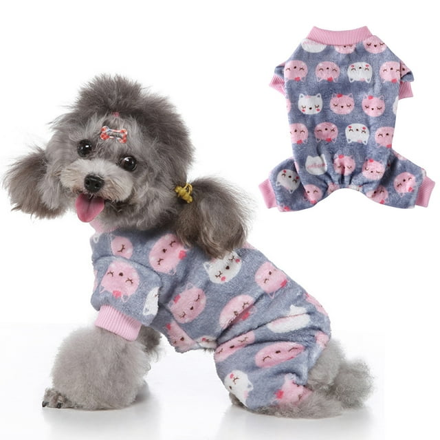 Pijamas de poliéster para mascotas, suéter cálido de invierno suave, ropa de mono para perros (gris S) Ndcxsfigh Para estrenar