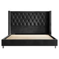 thumbnail image 3 of VanAcc Queen Bed Frame Upholstered Bed Wingback Headboard Velvet Tufted Diamond Button/No Box Spring Needed/Easy Assembly/Black, 3 of 8