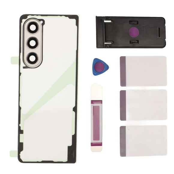 ZOUSSIQI Back Glass Replacement for Galaxy Z Fold 5 5G F946 Transparent Phone Rear Panel Housing Cover with Camera Lens Phone Stand Repair Tools Kit Silver EL225#59728
