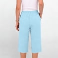 thumbnail image 6 of Linen Capri Pants for Women Elastic Waist Straight Leg Trousers Solid Color Summer Casual Loose Cropped Pants,Sizes S-3XL, 6 of 8