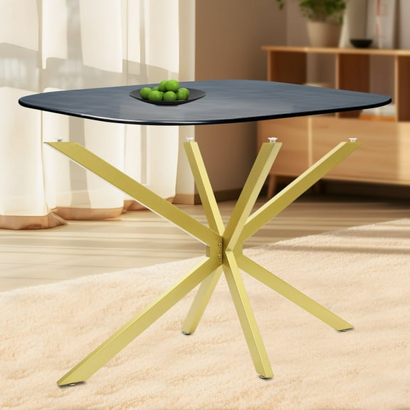 Modern Metal Table Base, Dinning Table Leg with Suction Cups, Heavy Duty Desk Base for Marble, Glass, Wood Top, 2X-Shaped Table Leg for Bedrooms, Hotels, Dining Rooms, Gold