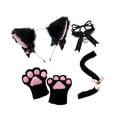 thumbnail image 3 of Aro para el pelo con orejas de gato, cola y pata falsas, accesorios para disfraz de Halloween para el escenario Negro con corbata, 3 of 9
