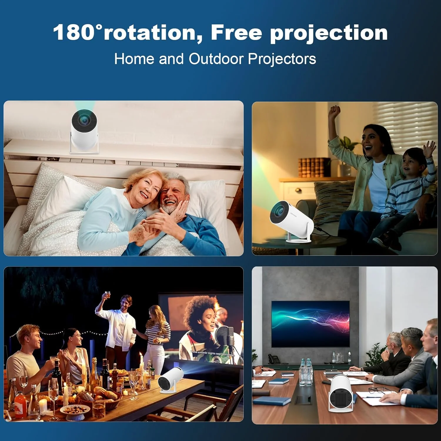 BDQ Mini Projector, Support 4K 1080P with Dual-Band WIFI6 5G Wireless 5.4 Bluetooth Android 11.