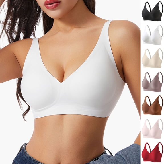 Bixock Sports Bras for Women Solid Color Wireless Back Closure Adjustable Straps Beautiful Back Breathable Support for Running Yoga Fitness Wear Bra