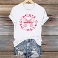thumbnail image 1 of Nuoqisi T-Shirts Graphiques Mignons avec Nœud pour Femmes de la Saint-Valentin, T-Shirt Décontracté à Imprimé, Col Rond, T-Shirt d'Été à Manches Courtes, Hauts Tendance, T-Shirt Esthétique Chic, Hauts Tee Esthétiques, T-Shirt Rose avec Nœud, T-Shirt Girly, 1 of 6