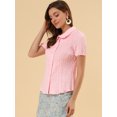 thumbnail image 4 of Camisa De Manga Corta Suave Con Botones Y Cuello Peter Pan Dulce Para Mujer Rosa claro M, 4 of 6