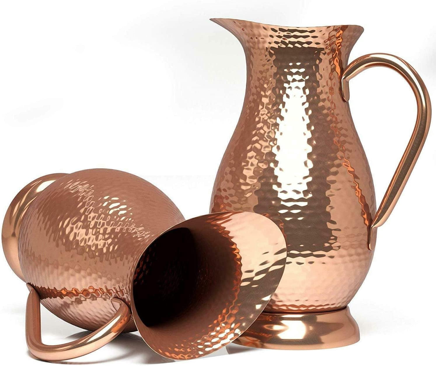 Zap Impex Copper Water Jug, Pure Copper Pitcher for Drinking Water, Ayurvedic Health Benefits, 1.8 Liter, Brown