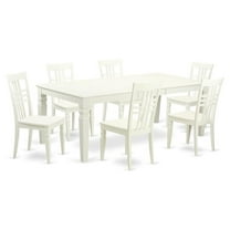 East West Furniture Logan 7-piece Wood Dining Table and Chairs in Linen White