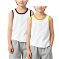 thumbnail image 2 of Light Blue Cotton Sleeveless Tank Tops for Boys 2 Pack Crew Neck Contrast Trim Casual Athletic Kids Vest 2-12Y,Size 7-8 T, 2 of 8