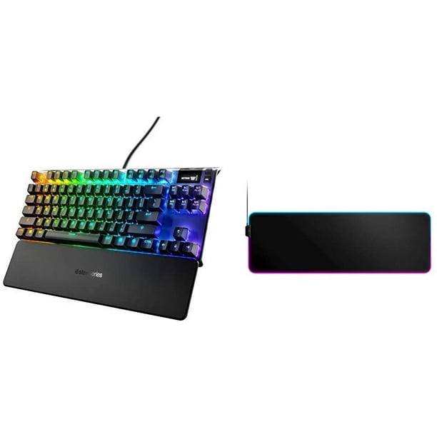 Steelseries Apex Pro Tkl Mechanical Gaming Keyboard Oled Smart Display Compact Form Factor Rgb Backlit Qck Gaming Surface Xl Rgb Prism Cloth Walmart Com Walmart Com