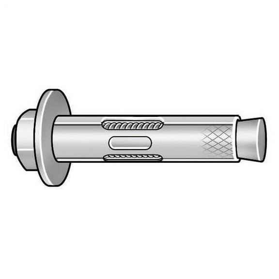 Dynabolt Sleeve Anchor, 1/2" Dia., 2-1/4" L, Carbon Steel Zinc Plated, 25 PK