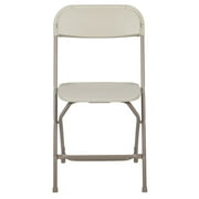 Flash Furniture Hercules Series Plastic Folding Chair Beige - 10 Pack 650LB Weight Capacity Comfortable Event Chair - Lightweight Folding Chair