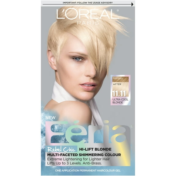 L'Oreal Paris Feria Permanent Hair Color, 11.11 Icy Blonde Ultra Cool Blonde