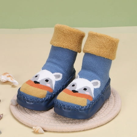

TOWED22 Toddler Slippers Boys Cute Children Toddler Sock Shoes Autumn And Winter Boys And Girls Slip On Non Slip Warm And Blue