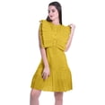 thumbnail image 2 of Moomaya Womens Ruffle Sleeve A,Line Schiffli Dress Solid Designer Party Dress, 2 of 6