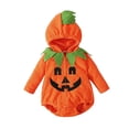 thumbnail image 3 of SIYUDAN Baby Girl Boy Halloween Pumpkin Outfits Toddler Hooded Jumpsuit Infants Winter Romper For Toddler Girls 6-12 Months, 3 of 5