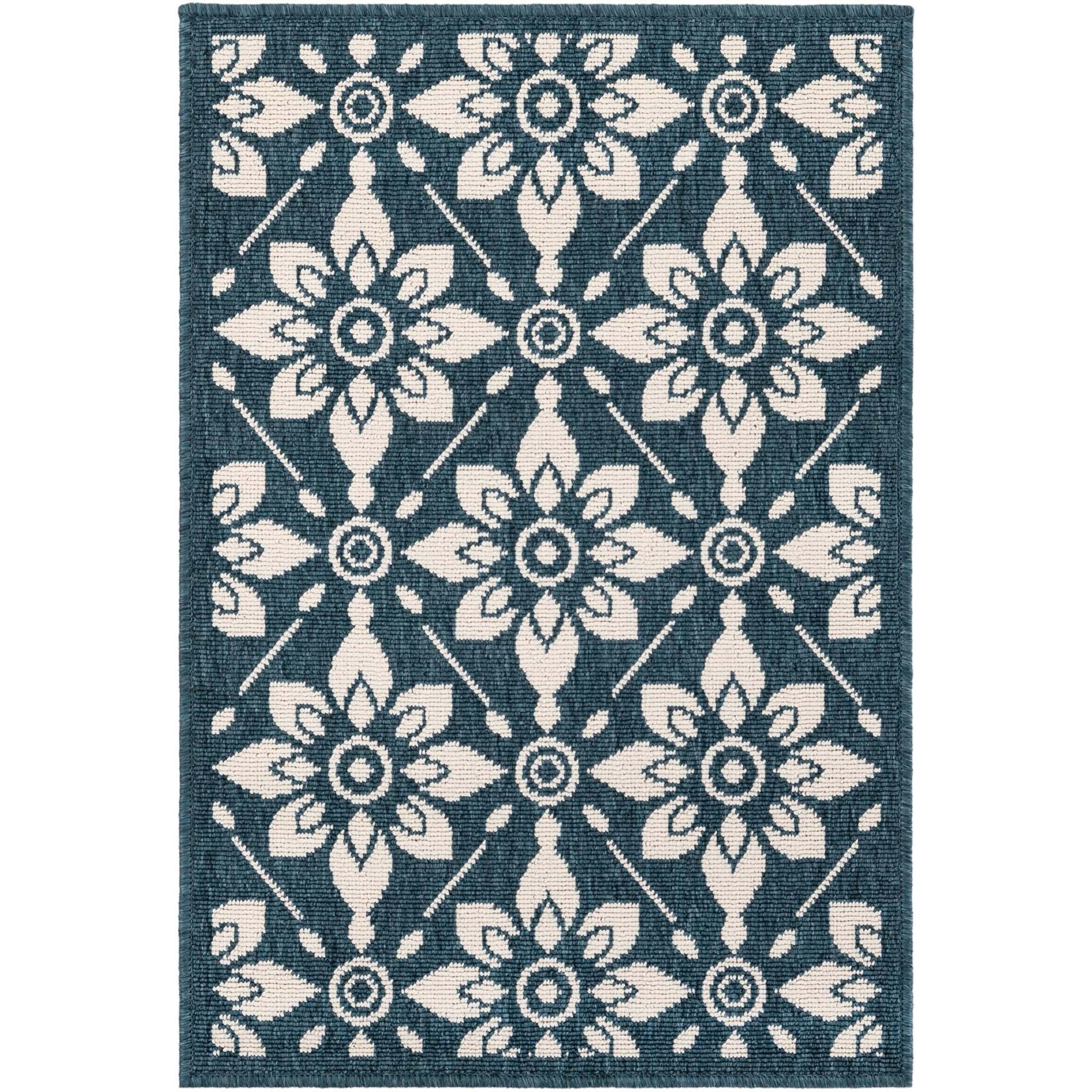 Unique Loom Outdoor Trellis Collection Area Rug - Tiles (2' x 3' 1" Rectangle Navy Blue/Ivory)