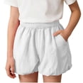 thumbnail image 5 of Maqroz Girls Bloomer Shorts Elastic Waist Casual Summer Shorts Solid Color Loose Fit Comfortable Bottoms 4-15 Years, 5 of 9