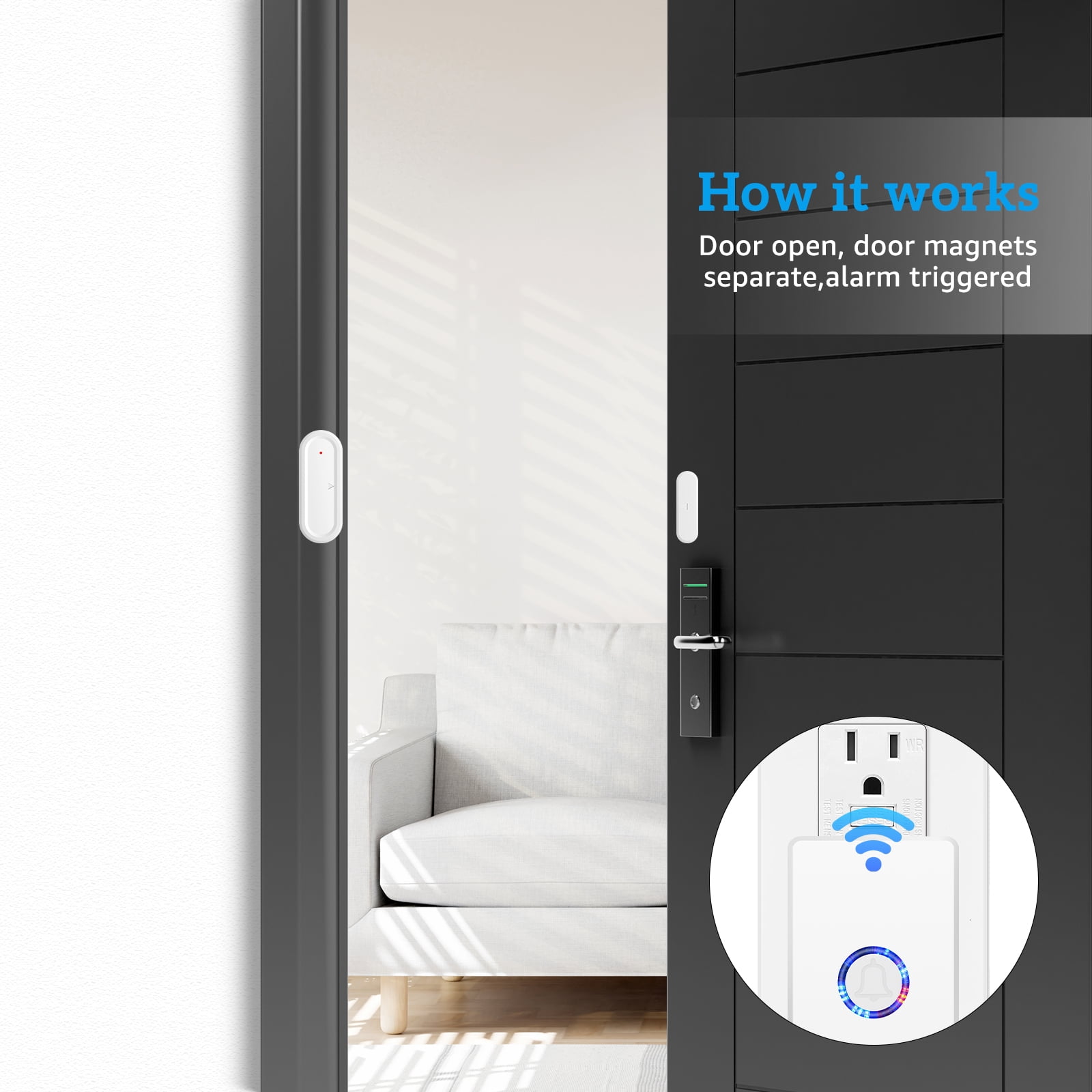 GREENCYCLE Wireless Motion Sensor Door Chime,RDoor Chime for Business when Entering,Door Chimes,Door Ringer with 600 ft Range,Night Light Function,For Shopping Centers, Homes and Offices,1PK