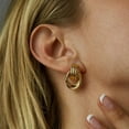 thumbnail image 3 of Vintage Texture Gold Plated Stainless Steel Earrings for Women Geometric Circle Twist Statement Earring Fashion Jewelry Bijoux, 3 of 10