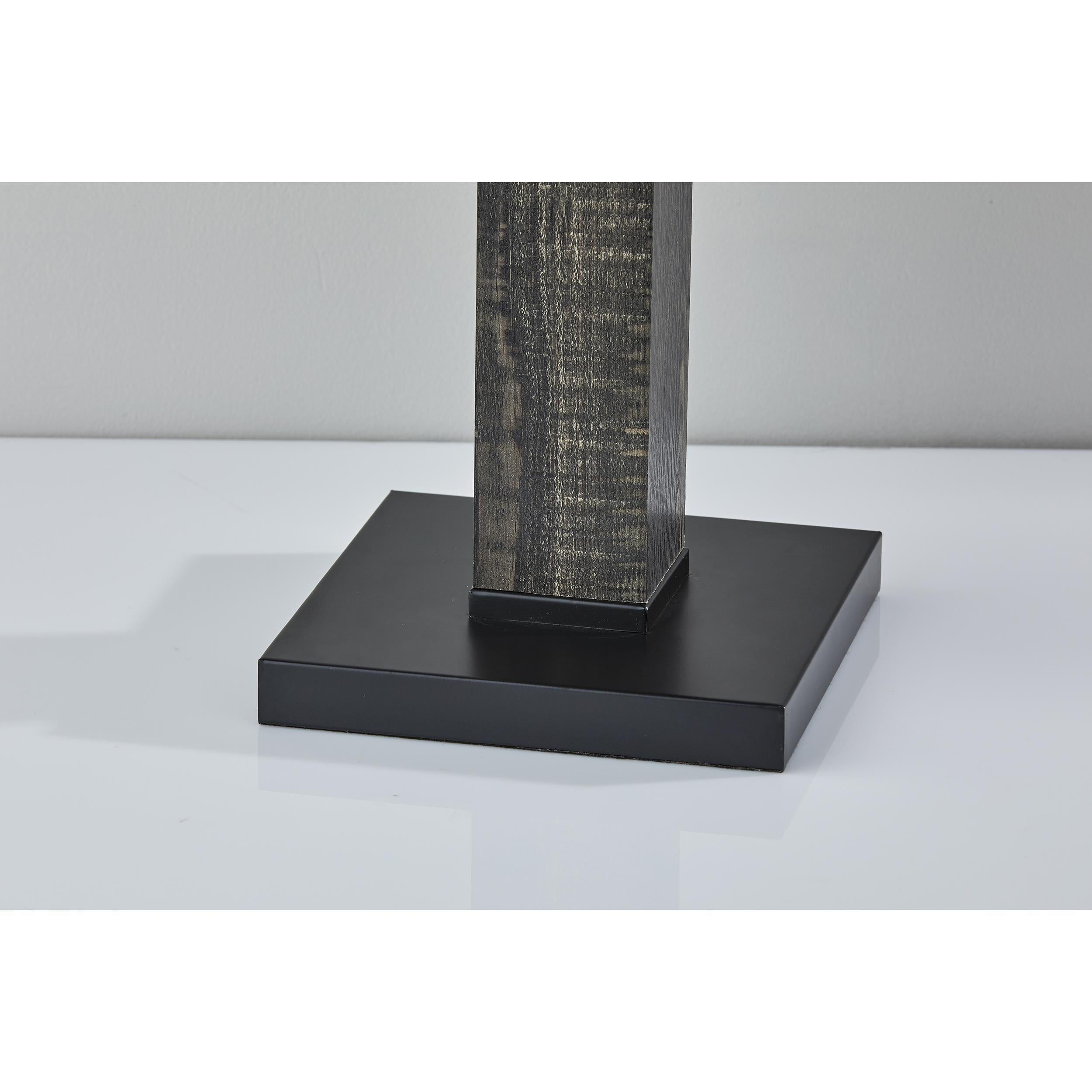 Adesso Kona Table Lamp, MDF with Black Washed Wood PVC Veneer and Black Metal Accents