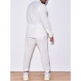 thumbnail image 4 of Mialoley Men's 2 Piece Linen Set Solid Color Button Down Long Sleeve Shirts Casual Cargo Pants with Pockets Fall Outfits, 4 of 5