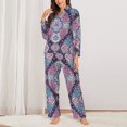 thumbnail image 2 of Pajama Sets for Women 2 Pcs, Mandala Boho Pattern Button Down Long Sleeve Sleepwear Lounge PJ Sets, 2 of 6