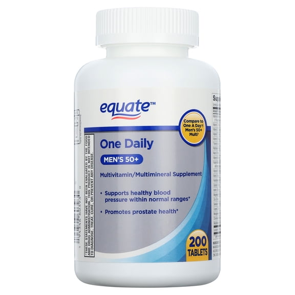 Equate One Daily Men's 50 Multivitamin/Multimineral Supplement Tablets, 200 Count, Compare to One a Day® Men's 50 Multi