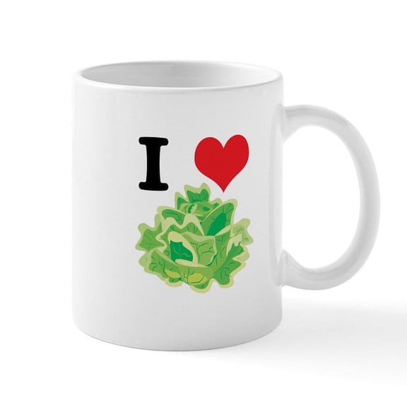 CafePress - I Heart (Love) Lettuce Mug - 11 oz Ceramic Mug - Novelty Coffee Tea Cup