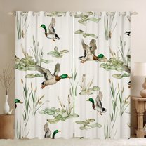 Feelyou Duck Blackout Curtains Set of 2 (52x84 Each), Lotus Leaf Botanical Window Curtains